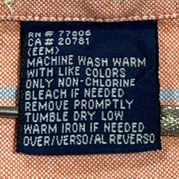 Tommy Hilfiger Mens XL Button-Down Shirt Peach Striped Short Sleeve 100% Cotton - Picture 7 of 11